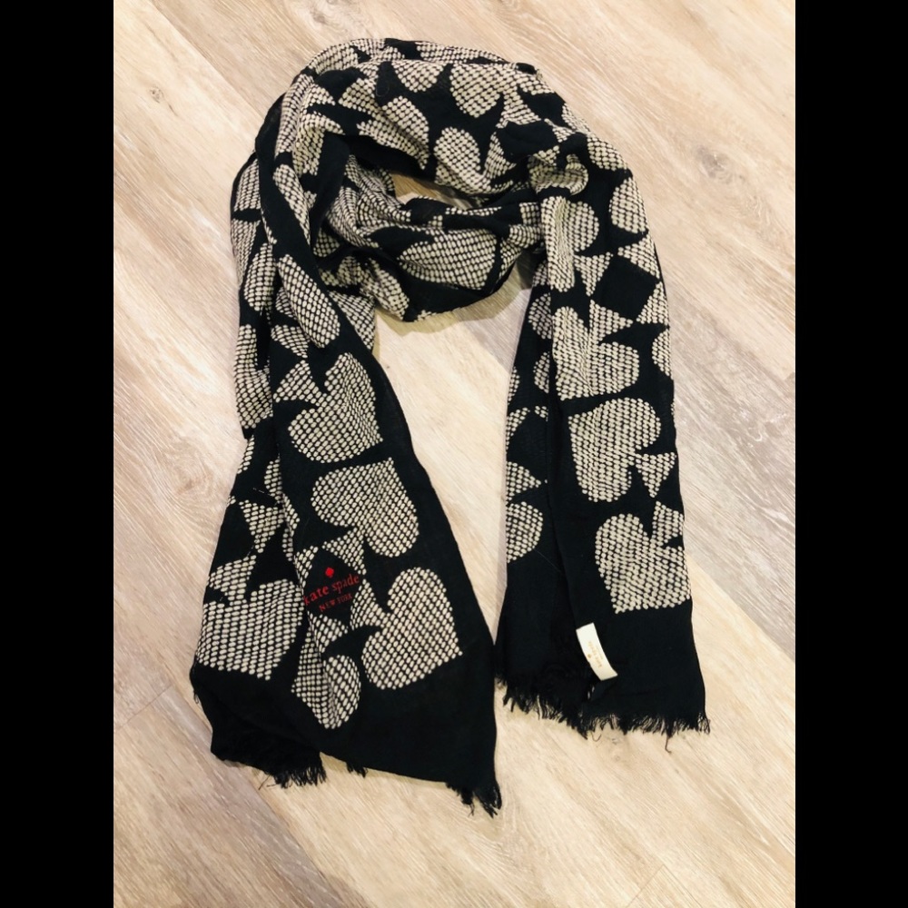 Kate Spade black and white logo scarf